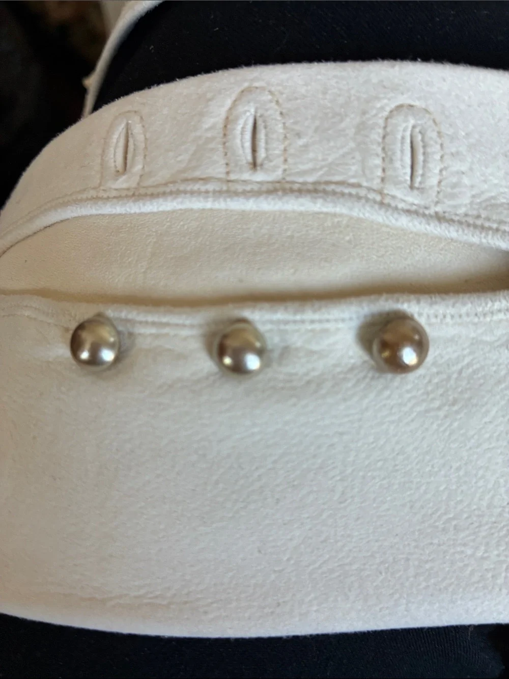 Vintage White Kid Leather Long Gloves with Button Detail
